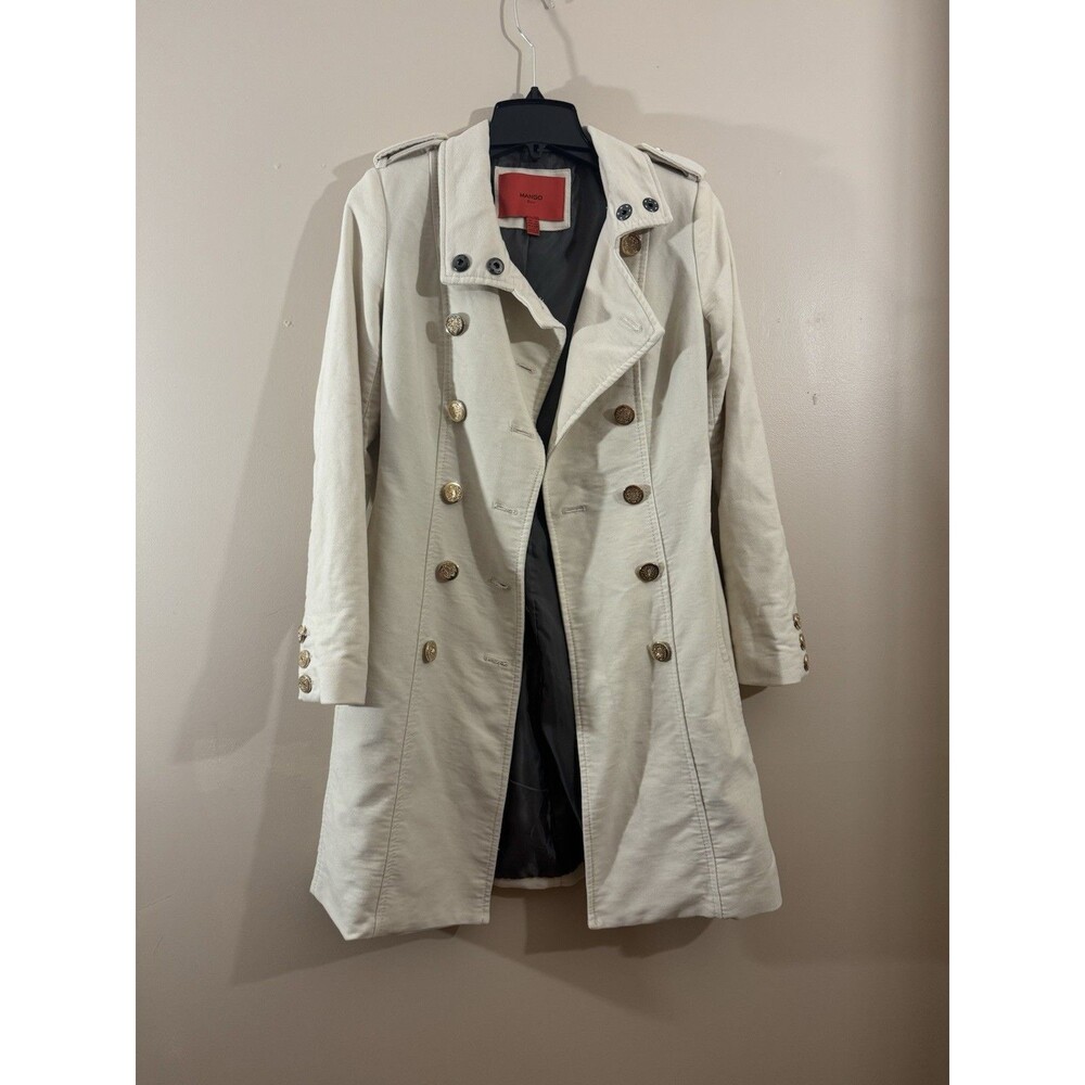 Mango double breasted cotton trench peacoat XS